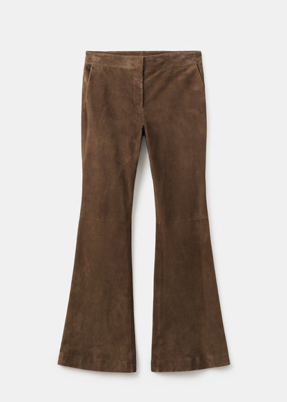100% suede flared trousers
