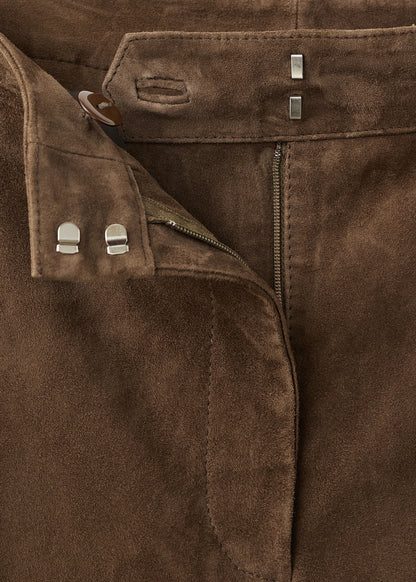100% suede flared trousers