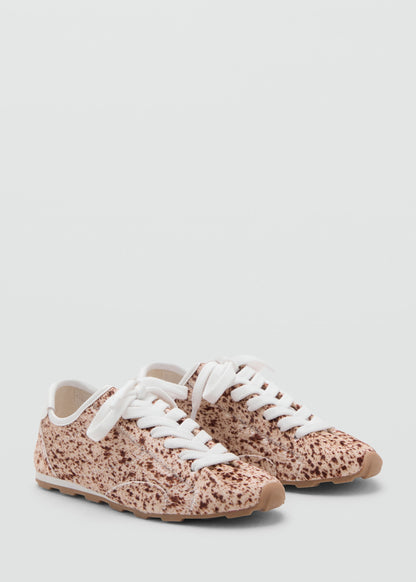 Leather and fur-effect trainers