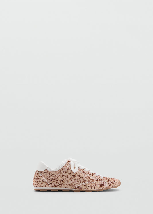 Leather and fur-effect trainers