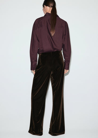 Velvet wide-leg trousers