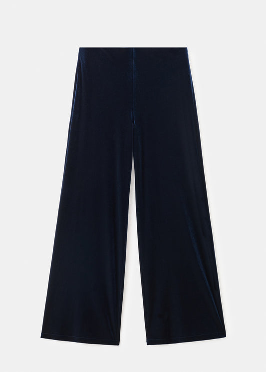 Velvet wide-leg trousers