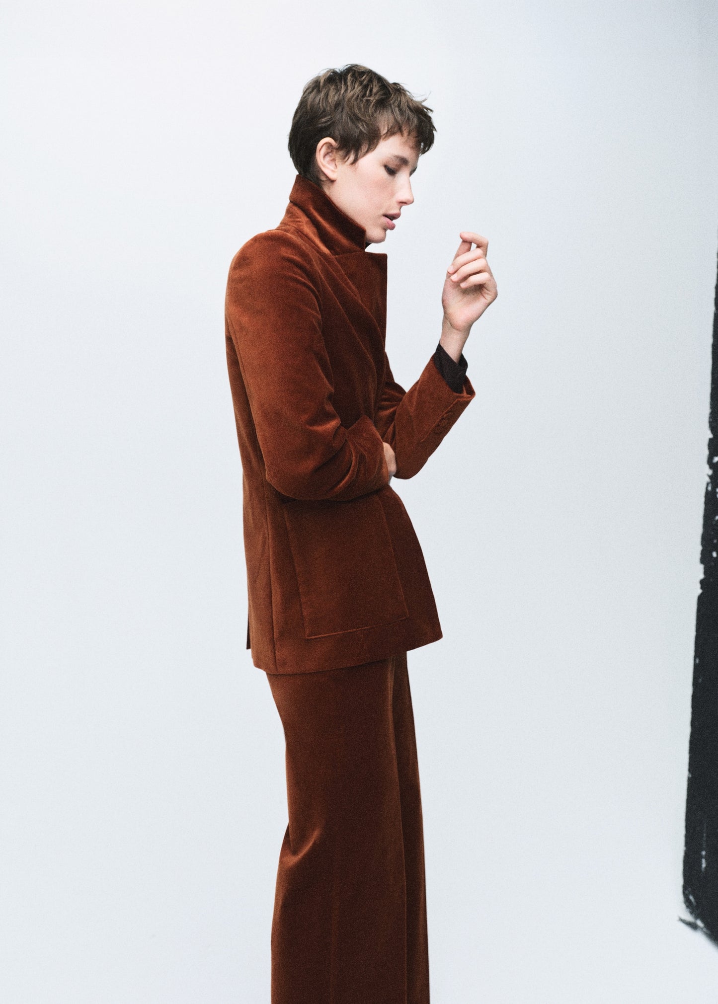 Velvet suit blazer with pockets
