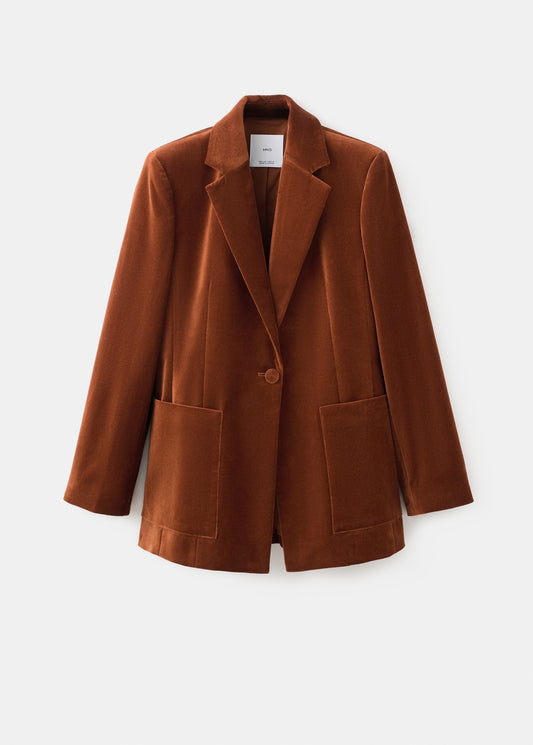 Velvet suit blazer with pockets