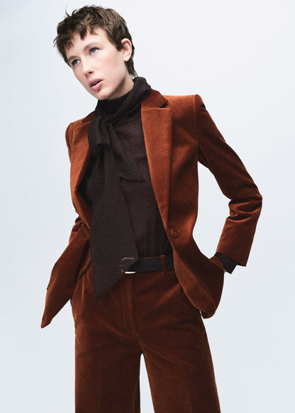 Velvet suit blazer with pockets