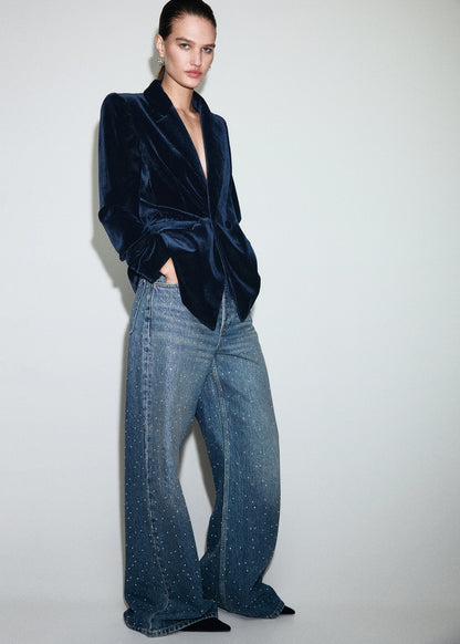 Double-breasted velvet jacket