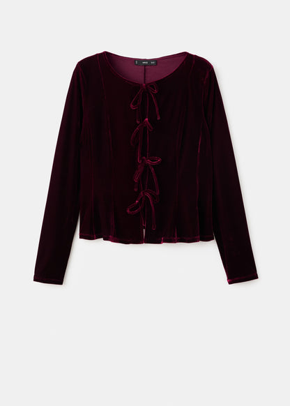 Velvet blouse with bows