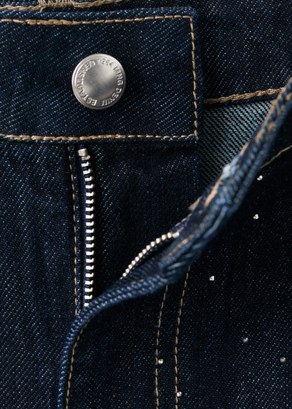 Straight jeans with rhinestone detail