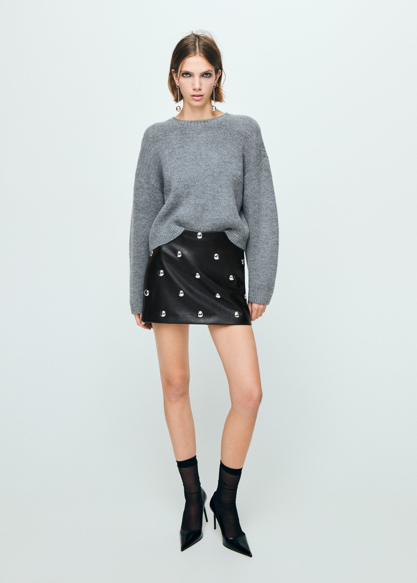 Studded faux leather skirt
