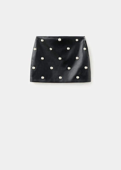 Studded faux leather skirt