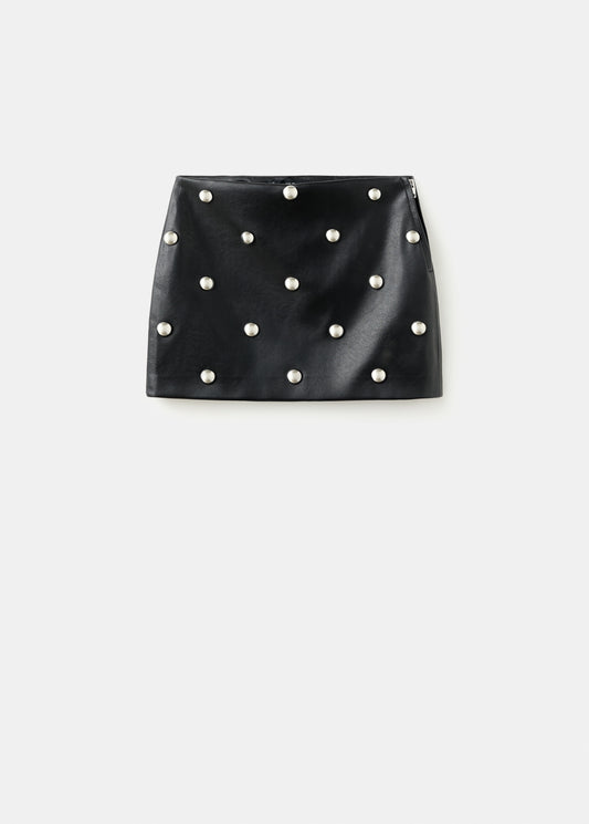 Studded faux leather skirt