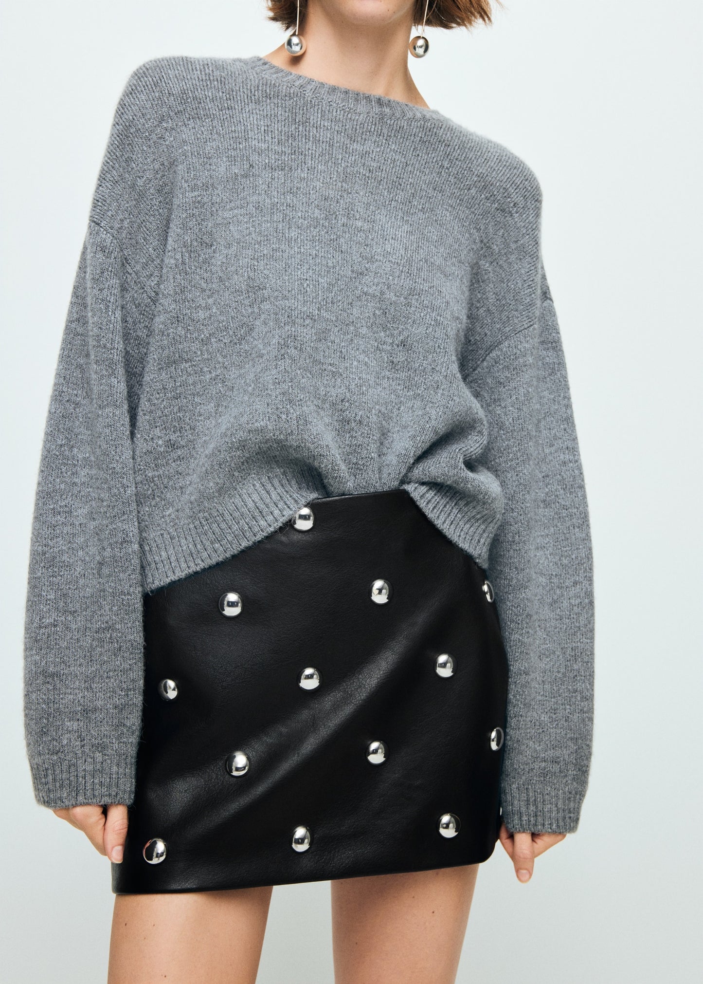 Studded faux leather skirt