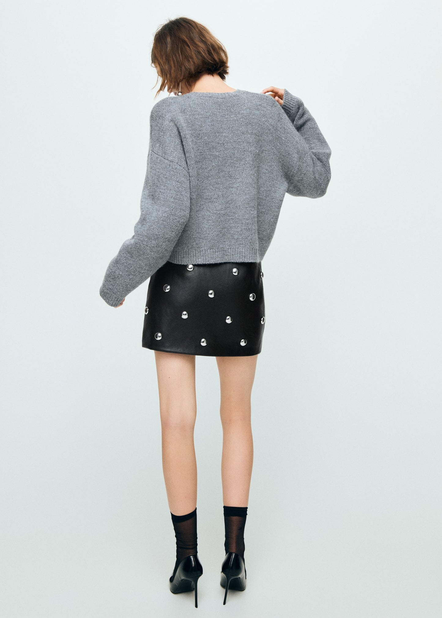 Studded faux leather skirt