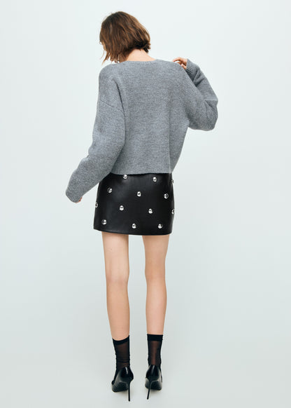 Studded faux leather skirt