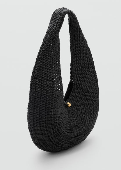 Natural fibre oval shoulder bag