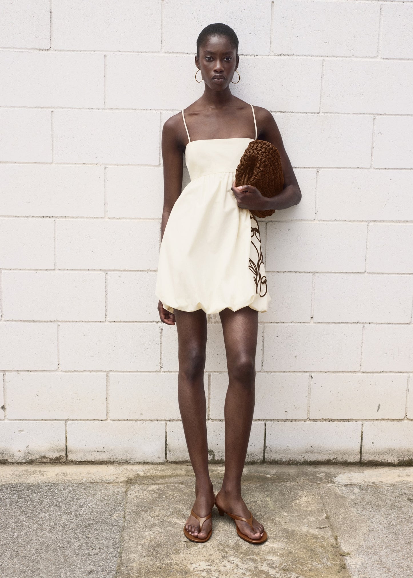 Flower embroidered balloon dress