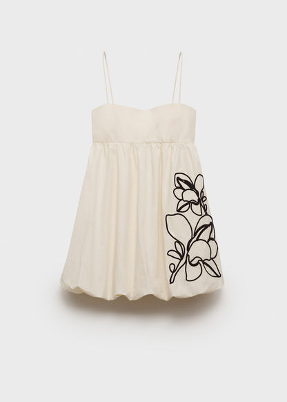 Flower embroidered balloon dress