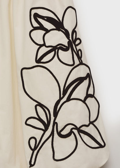 Flower embroidered balloon dress
