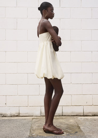Flower embroidered balloon dress