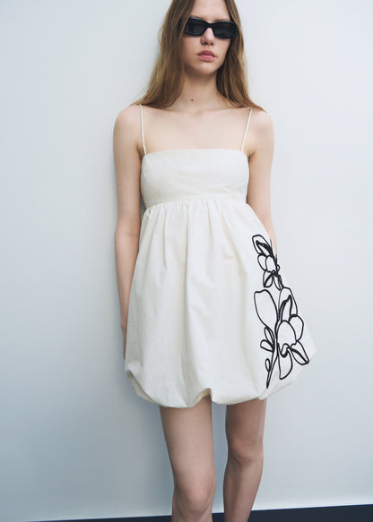 Flower embroidered balloon dress