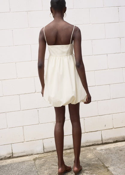 Flower embroidered balloon dress