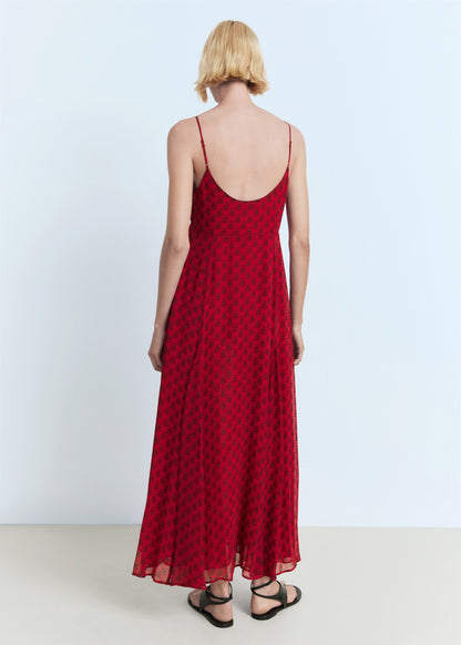 Floral-print chiffon dress