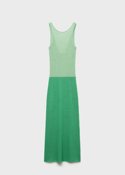 Long two-tone crochet dress