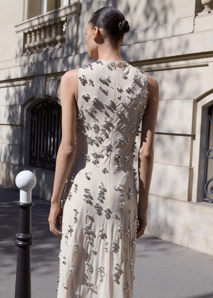 Long dress with embroidered spheres