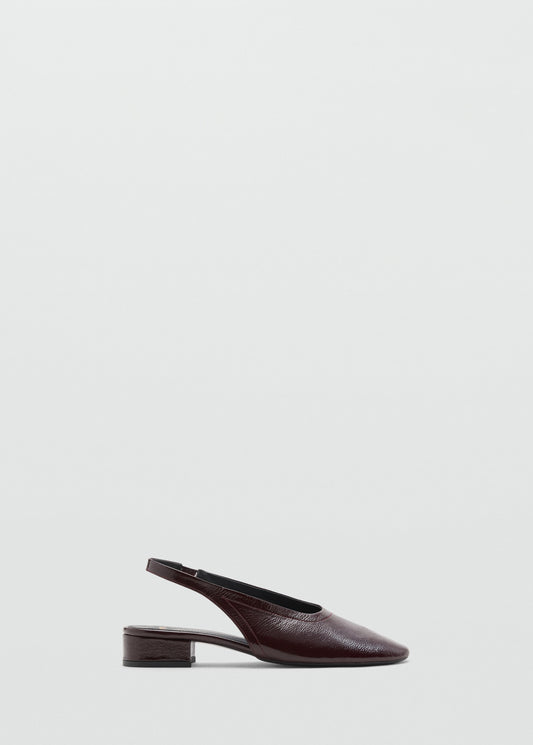 Block heel leather shoes