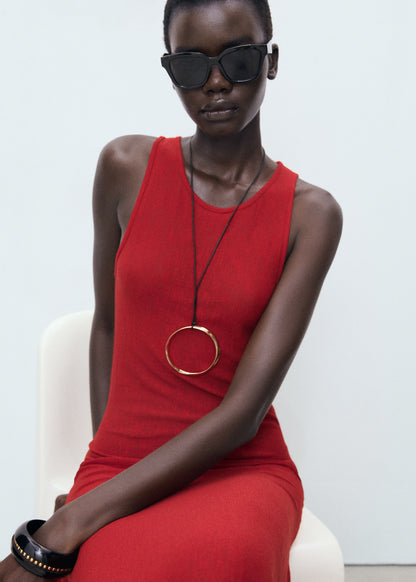 Asymmetrical low-knit dress