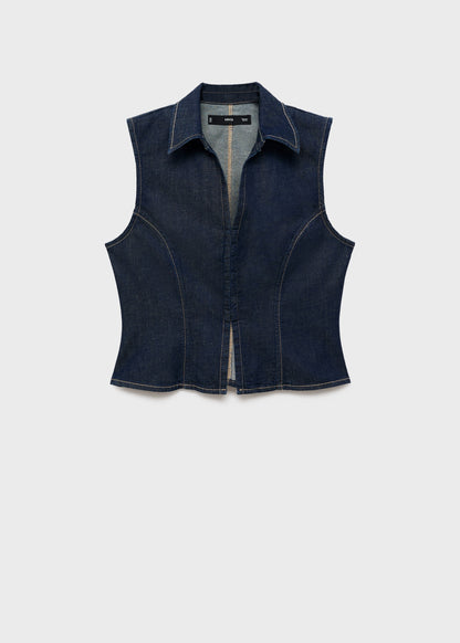 Denim top with contrast stitching