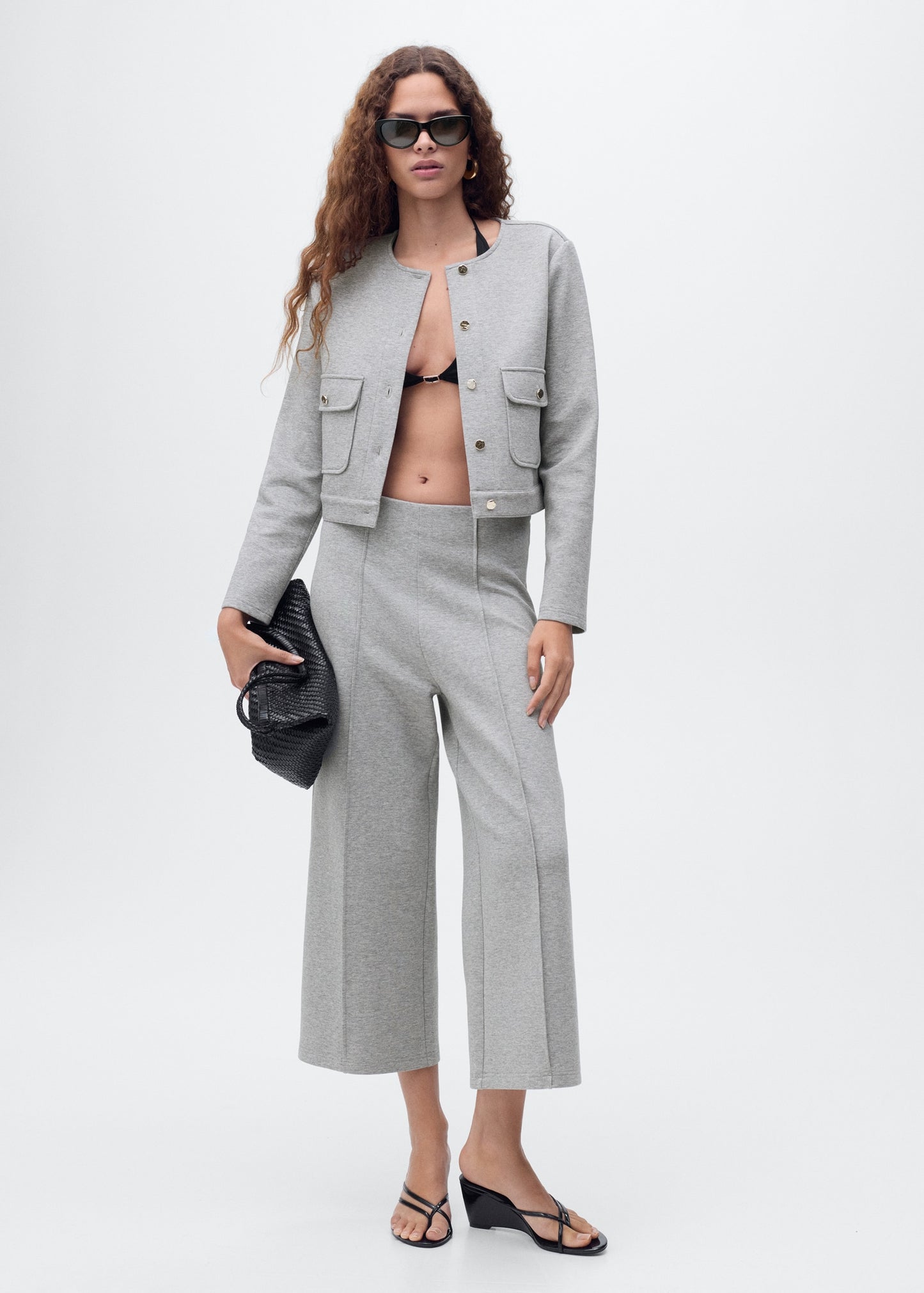Cotton cropped jacket with pockets