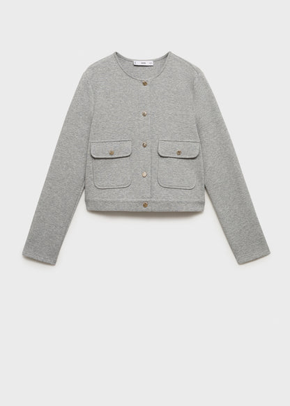 Cotton cropped jacket with pockets