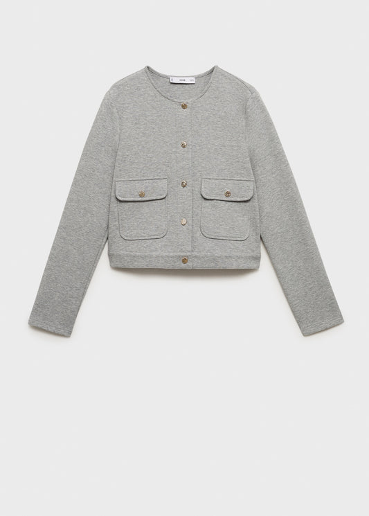 Cotton cropped jacket with pockets
