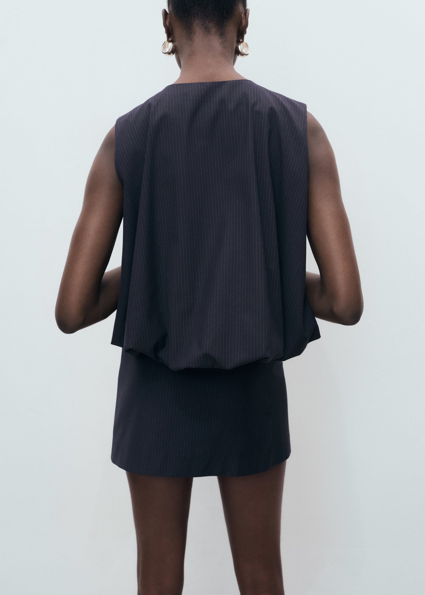 Pinstriped top with balloon effect