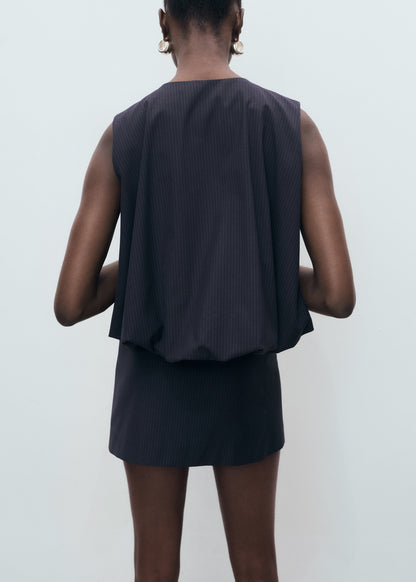 Pinstriped top with balloon effect