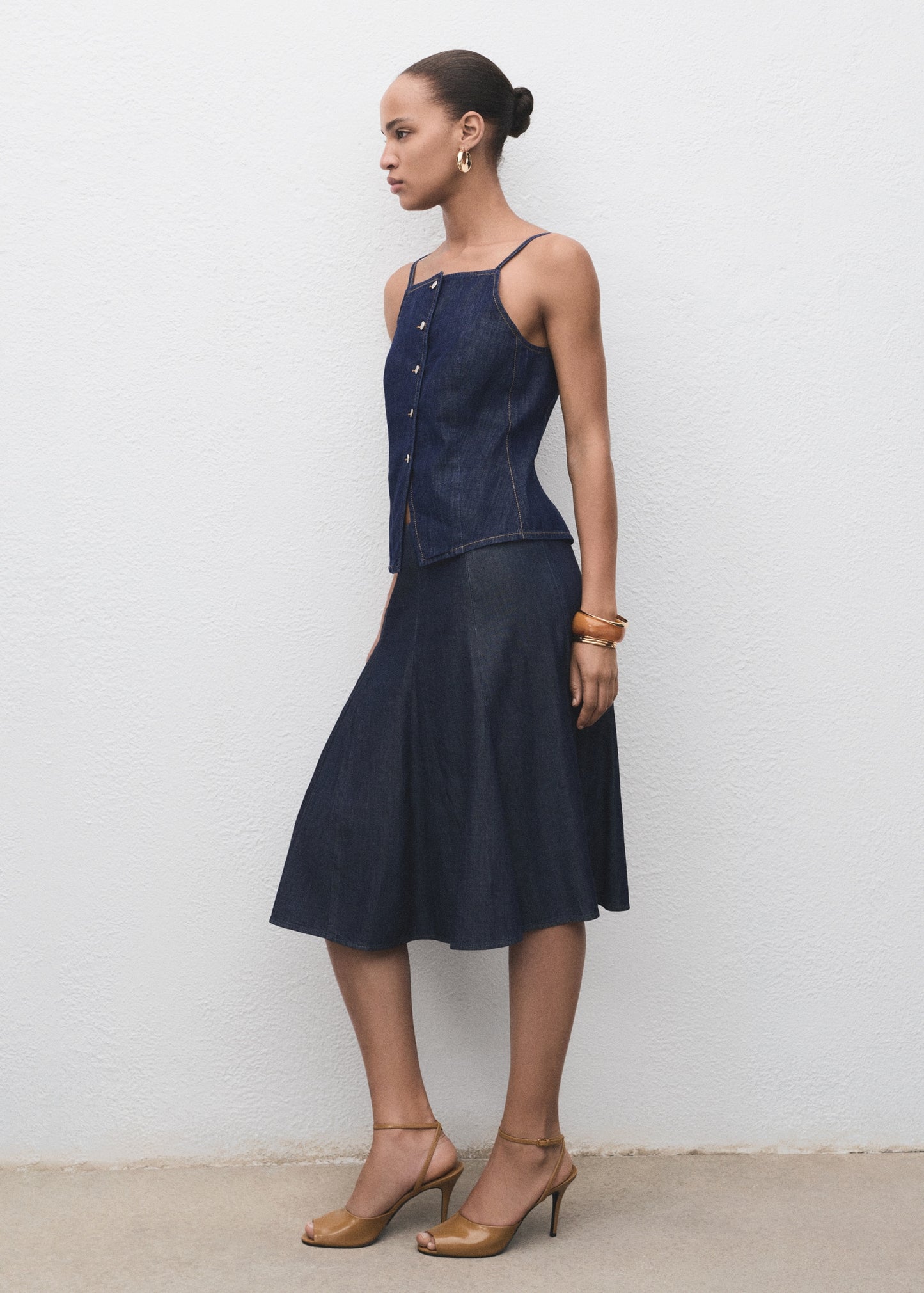 Buttoned denim top