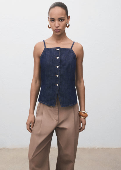 Buttoned denim top