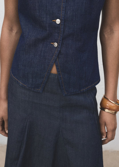 Buttoned denim top