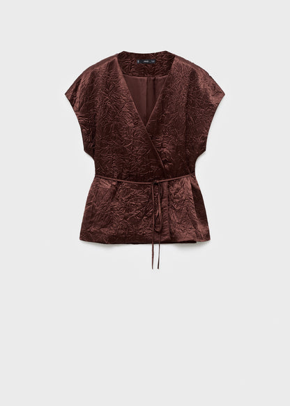 Wrinkled effect double-breasted vest