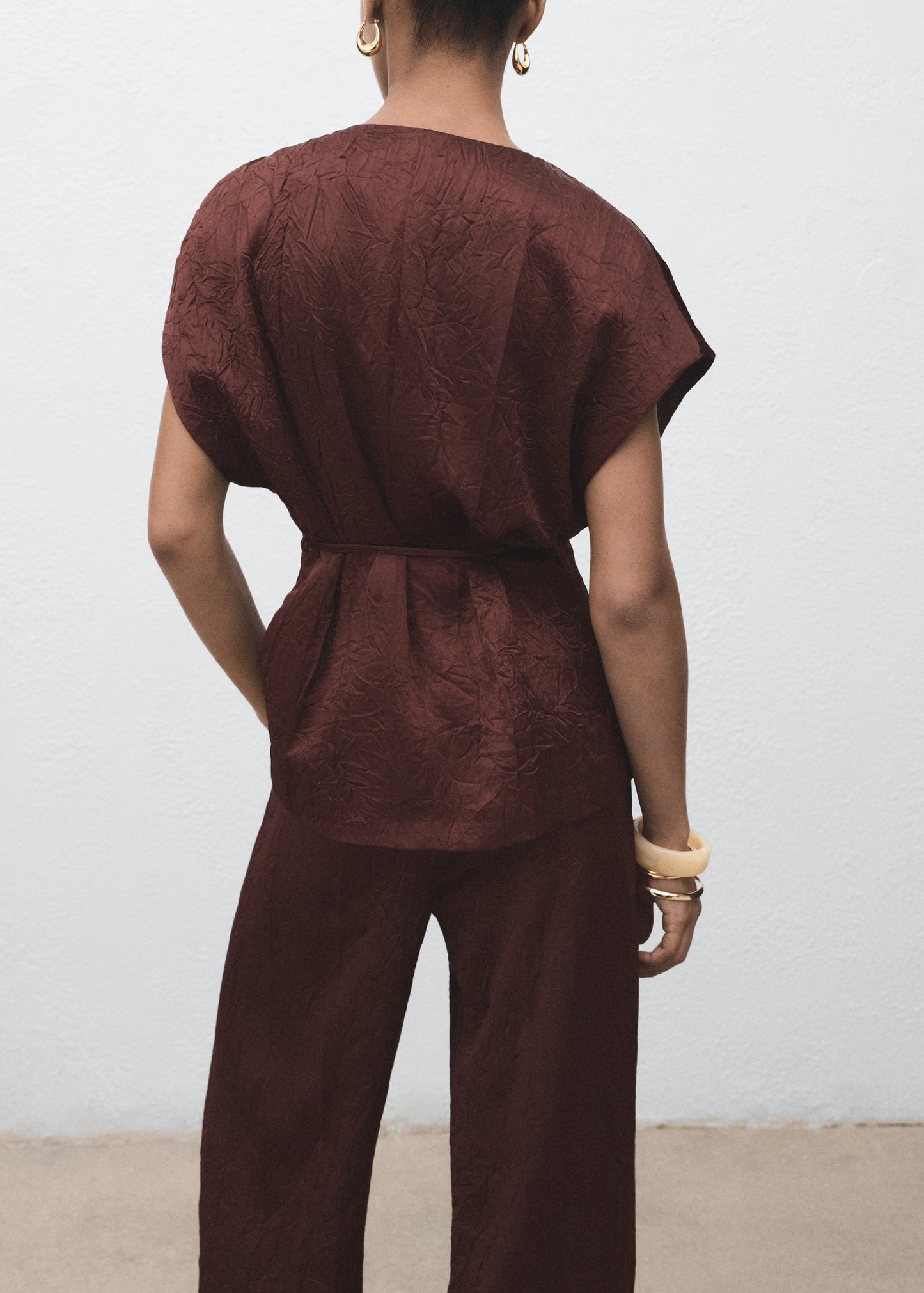 Wrinkled effect double-breasted vest
