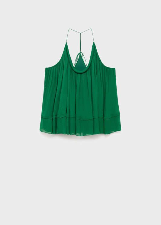 Pleated top with low back neckline