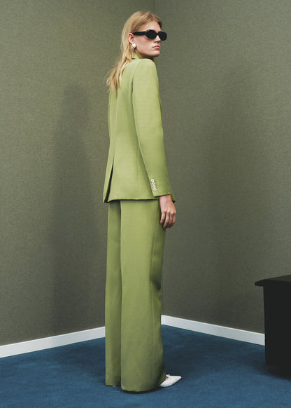 Straight-fit linen-blend suit trousers
