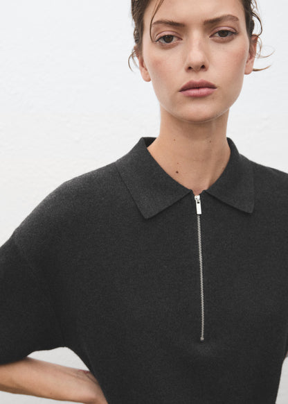 Knitted dress with polo neck