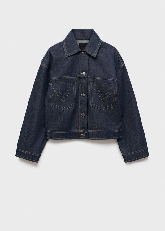 Denim jacket with decorative stitching