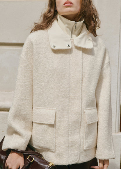 Bouclé jacket with high neck