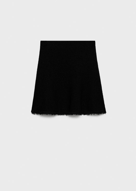 Tweed skirt with frayed hem