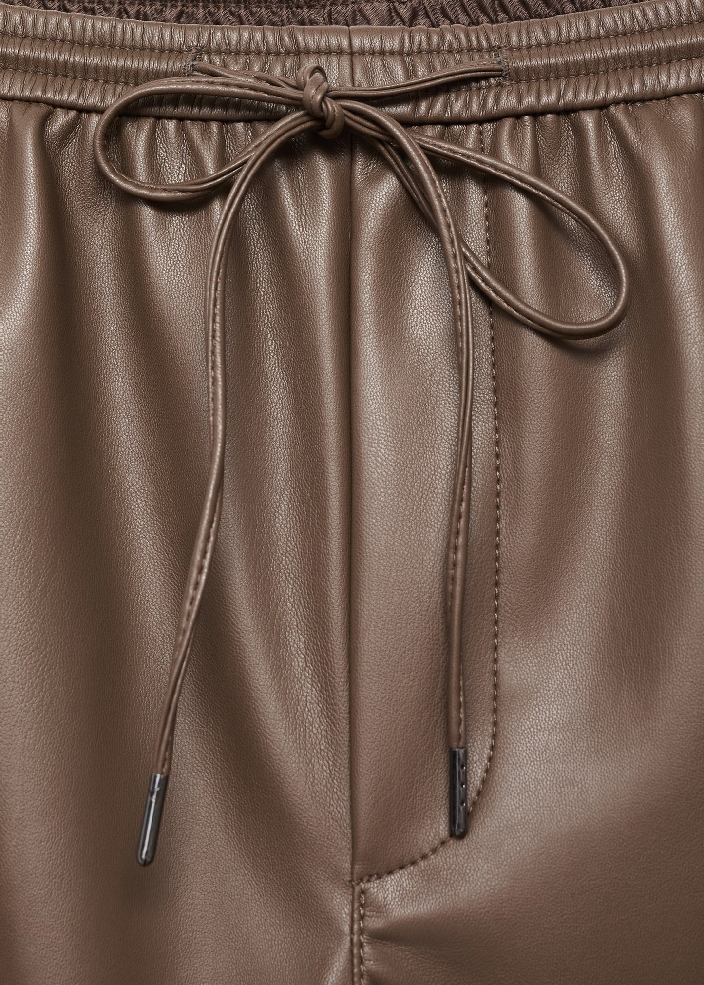 Leather-effect elastic waist trousers