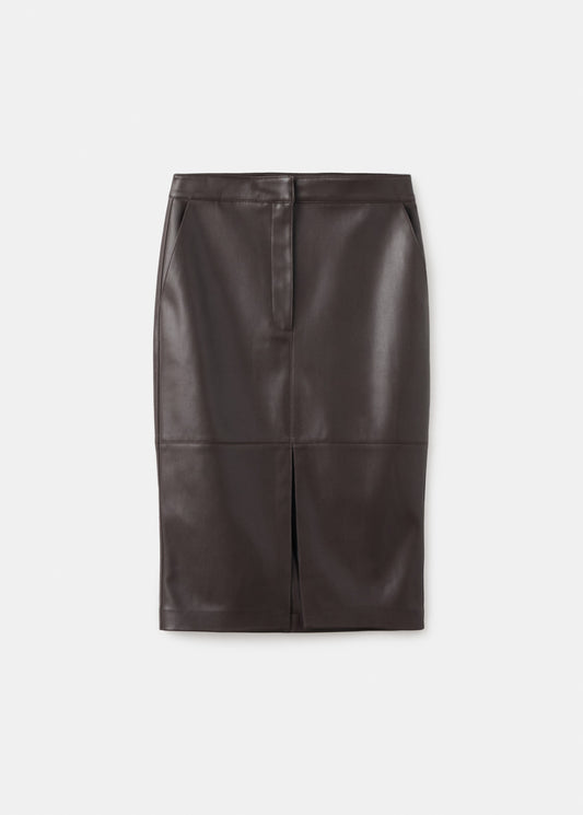 Leather-effect pencil skirt