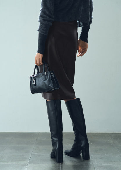 Leather-effect pencil skirt